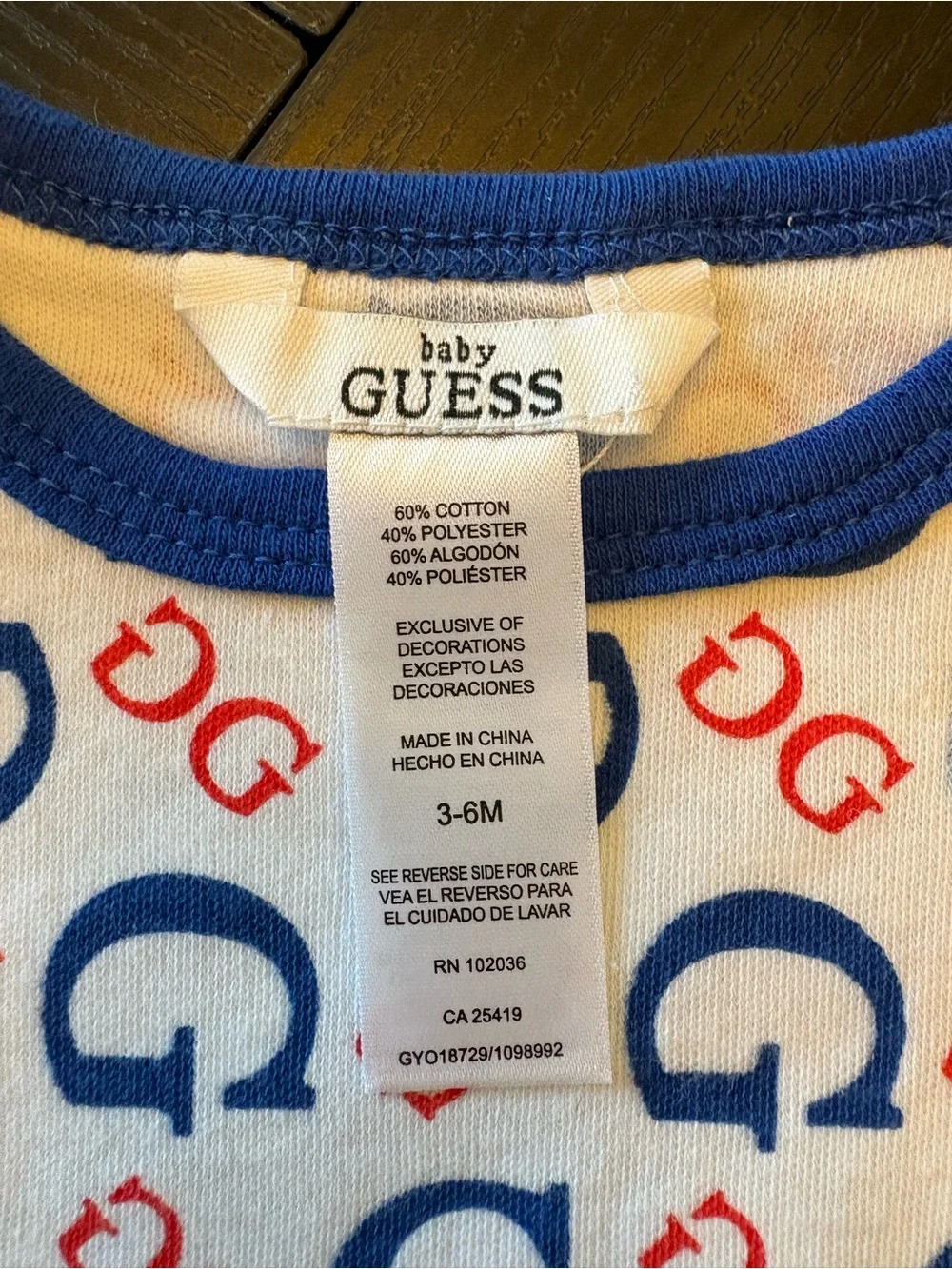 NWT GUESS Blue & Red Logo Short-Sleeve Baby One-Piece